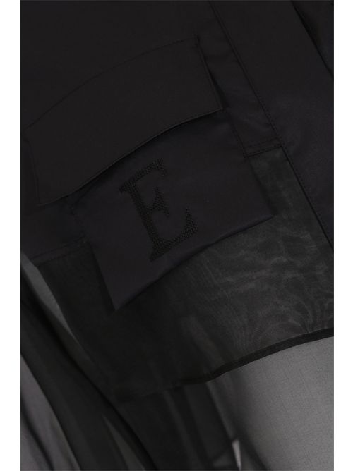 Camicia cropped in cotone e organza Nero Elisabetta Franchi | CA11861E2110